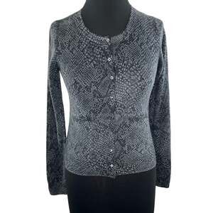 ARITZIA T. Babaton Merino Wool Cashmere Gray Python Snake Cardigan Sweater S